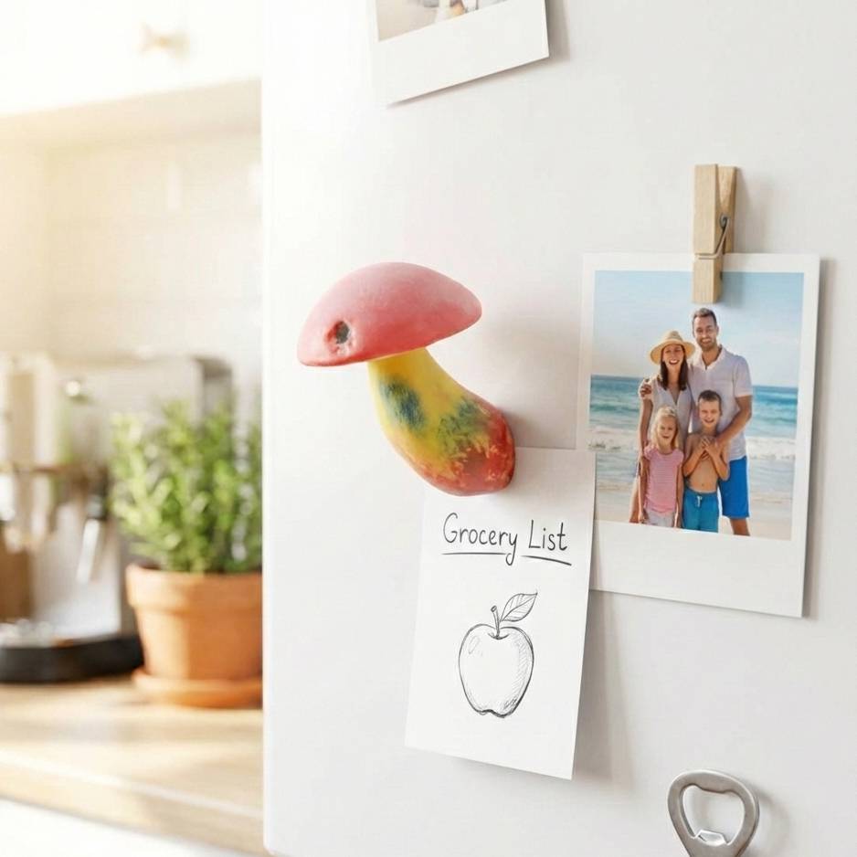 Toxic Red-Staining Bolete Clay Mushroom Magnet
