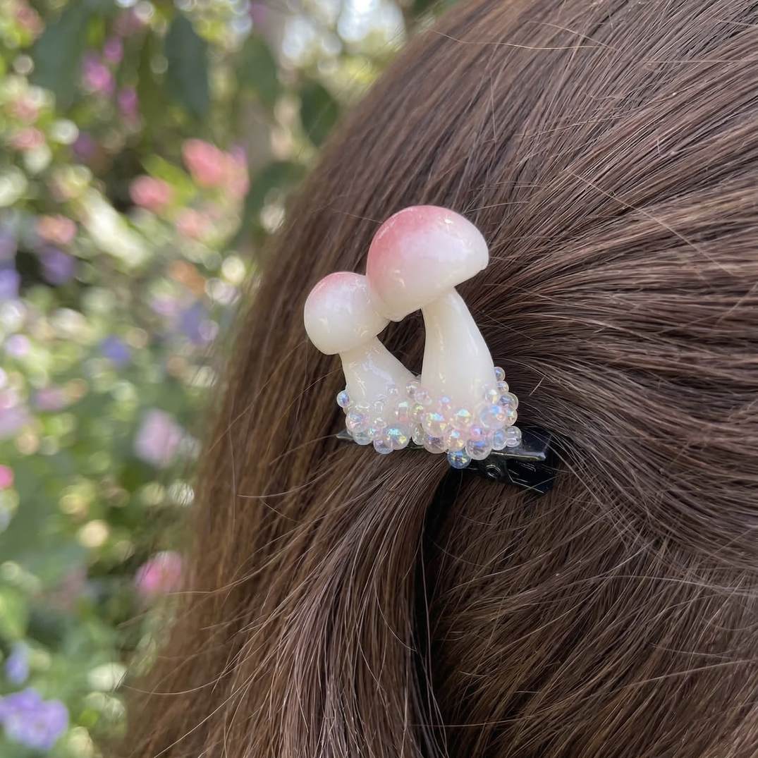 Handmade Clay Mushroom Hair Clip