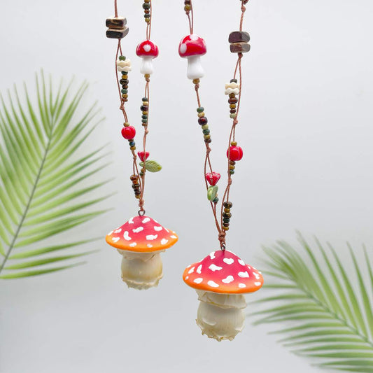 Handmade Clay Mushroom Necklace