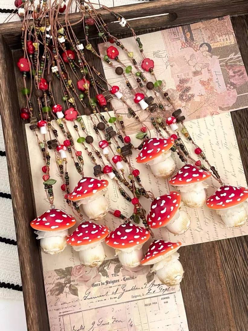 Handmade Clay Mushroom Necklace