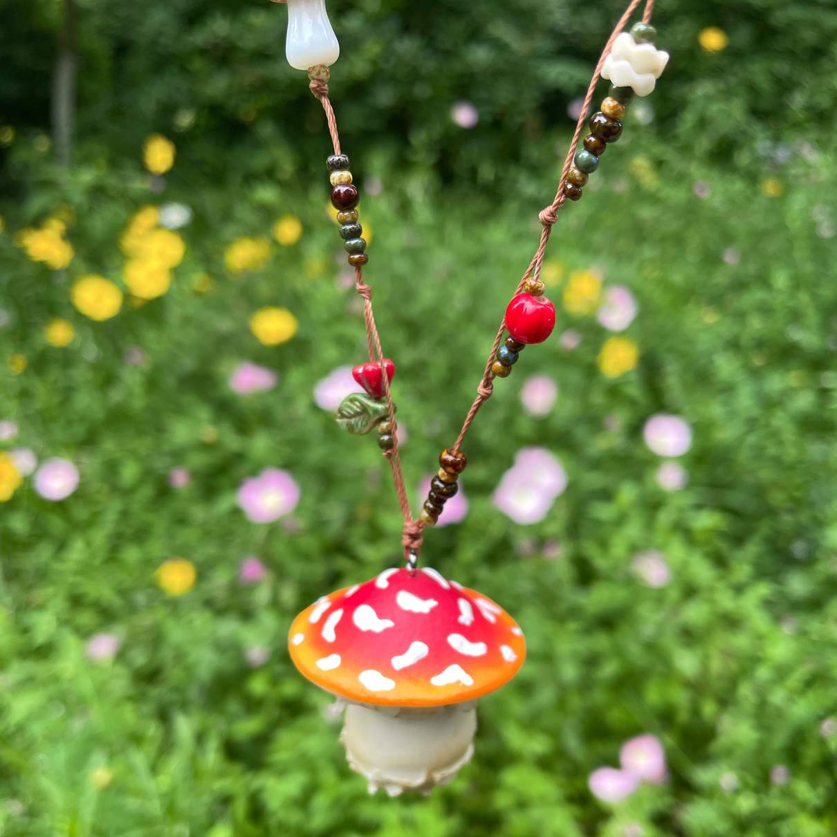 Handmade Clay Mushroom Necklace