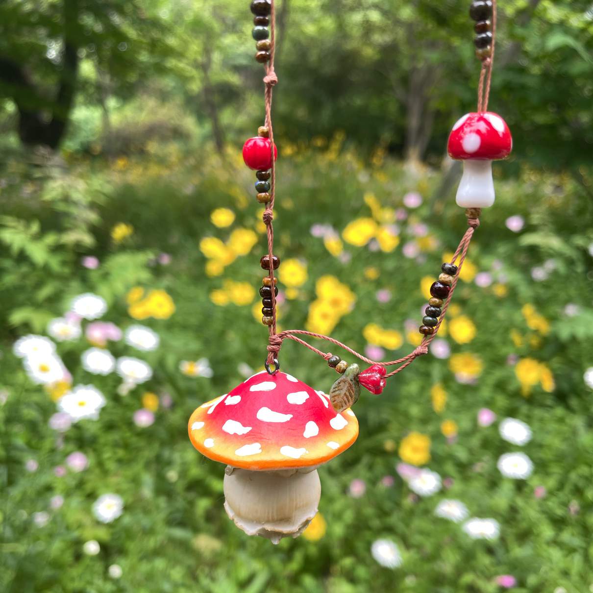 Handmade Clay Mushroom Necklace
