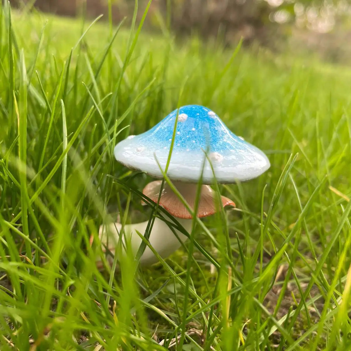 Kühlschrankmagnet mit Pilz-Farbverlauf, Blau-Weiß